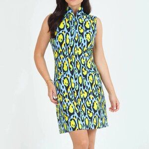NEW IBKUL Gemma Sleeveless Dress Pockets UPF 50 Leopard Golf Size XS NWT